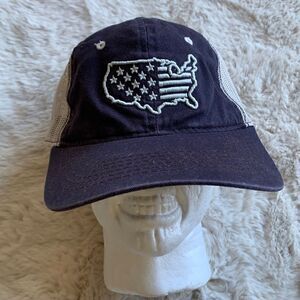 USA Trucker America‎ Map Baseball Hat Snap Back Adjustable Blue White